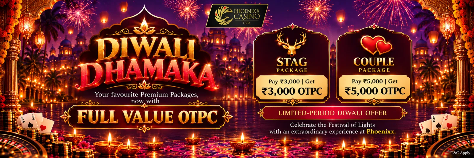 Luxury casino experience in Goa with gaming, dining and nightlife at Phoenixx Casino Goa