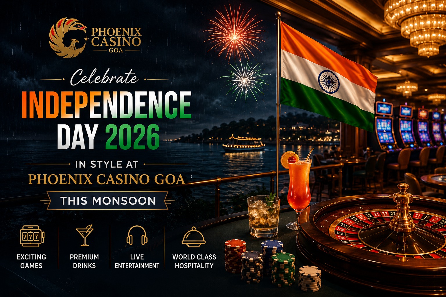 Celebrate Independence Day 2026 in Style at Phoenix Casino Goa This Monsoon | Phoenix Casino Goa